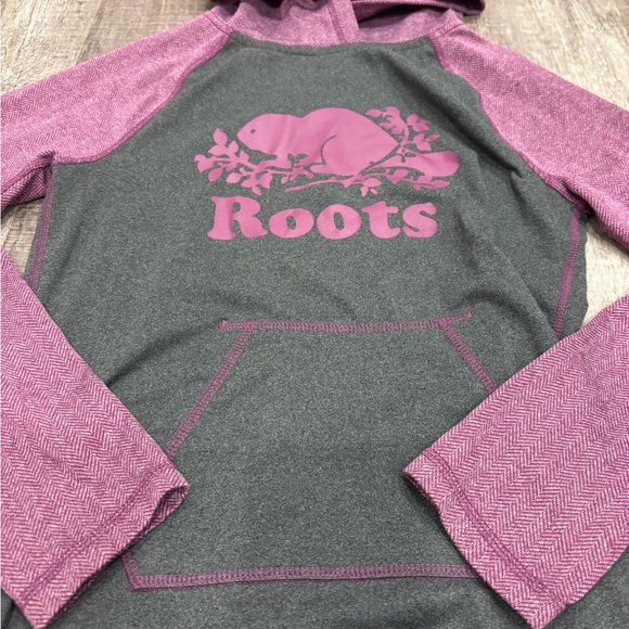 Roots Heathered Purple and Gray Girls Hoodie - Picture 2 of 3